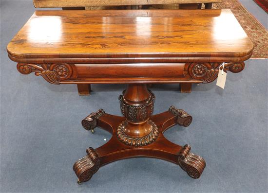 A William IV rosewood folding tea table W.92cm